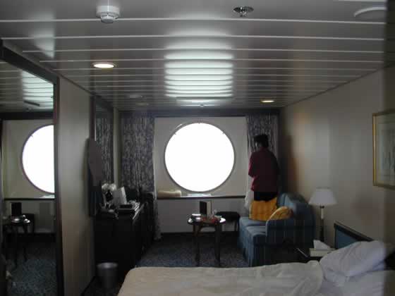 Outside cabin with porthole